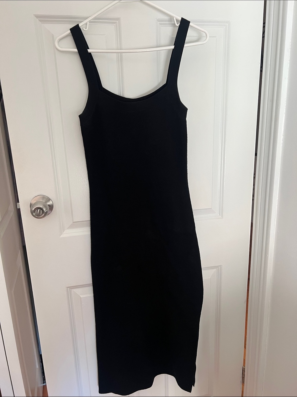 Aritzia Babaton Black Ribbed Tank Midi Dress
